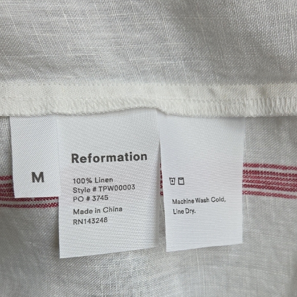 Reformation Ivory Shirt with Crimson Stripes M - Picture 4 of 5
